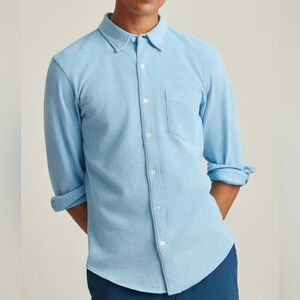 Bonobos (L) Slim Fit Knit Oxford Button Down Shirt- Blue, Comfortable Classics